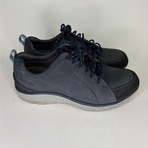 Clarks Wave Walk Unstructured Black Blue Leather Shoes Sneakers Size 7 Waterprof